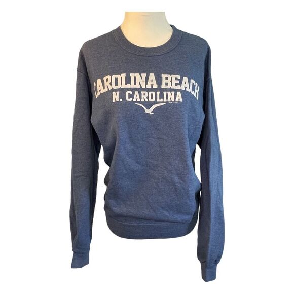 Carolina Beach North Carolina Graphic Sweatshirt Outer Bank Heather Blue Jerzees - Picture 1 of 6